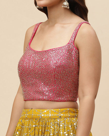 Yellow Heavy Designer Georgette Lehenga Choli