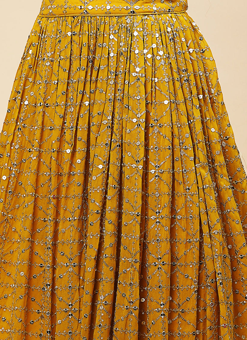Yellow Heavy Designer Georgette Lehenga Choli