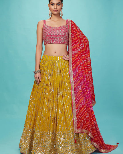 Yellow Heavy Designer Georgette Lehenga Choli