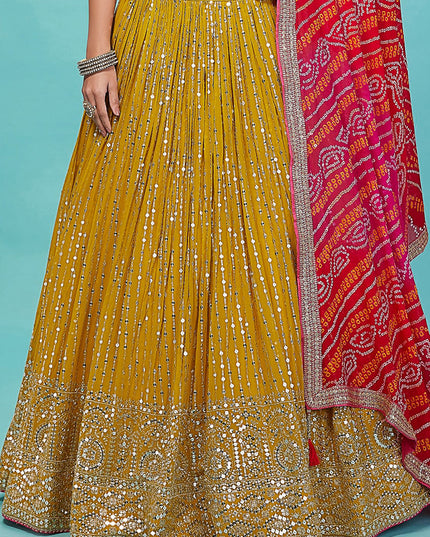 Yellow Heavy Designer Georgette Lehenga Choli