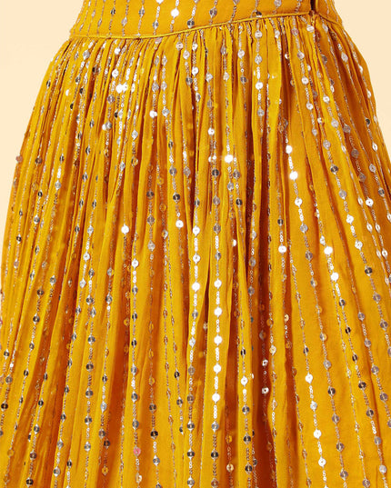 Yellow Heavy Designer Georgette Lehenga Choli