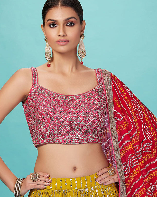 Yellow Heavy Designer Georgette Lehenga Choli