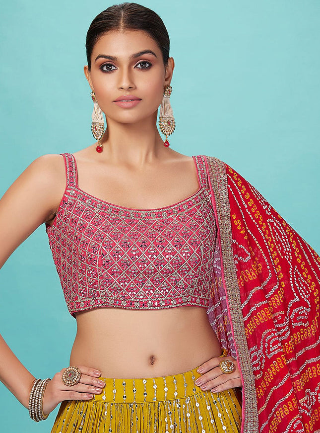 Yellow Heavy Designer Georgette Lehenga Choli