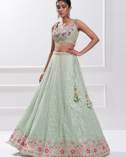 Sky Blue Heavy Designer Georgette Lehenga Choli