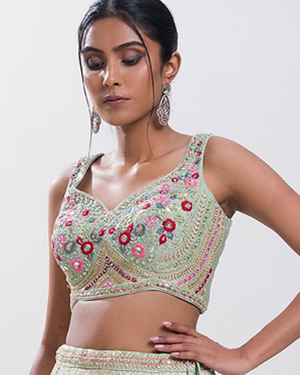 Sky Blue Heavy Designer Georgette Lehenga Choli