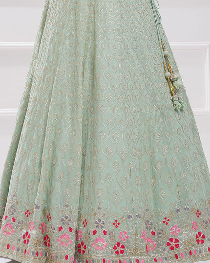 Sky Blue Heavy Designer Georgette Lehenga Choli