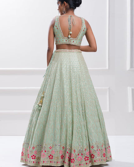 Sky Blue Heavy Designer Georgette Lehenga Choli