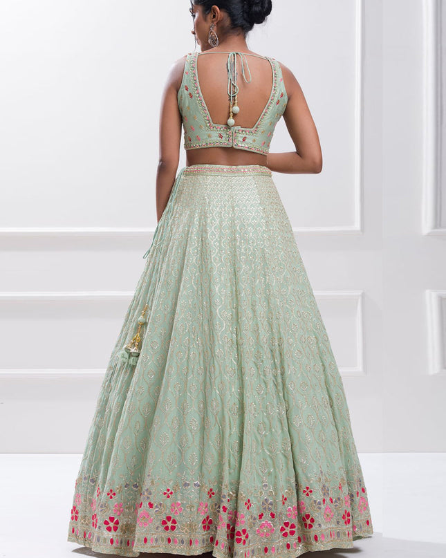 Sky Blue Heavy Designer Georgette Lehenga Choli