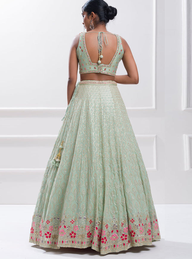 Sky Blue Heavy Designer Georgette Lehenga Choli