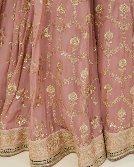 Salmon Pink Heavy Designer Georgette Lehenga Choli