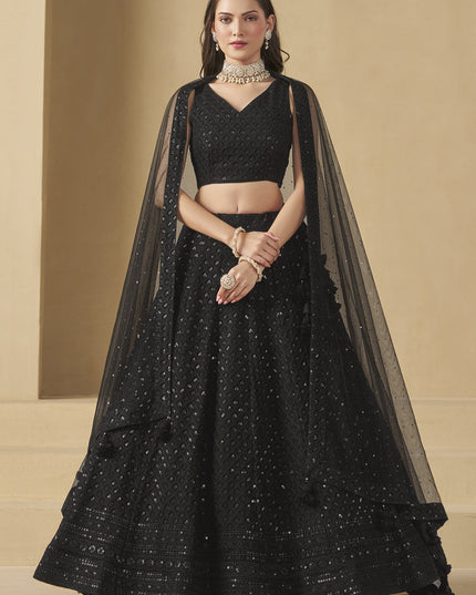black sequins georgette embroidered lehenga choli