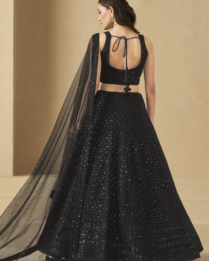 black sequins georgette embroidered lehenga choli