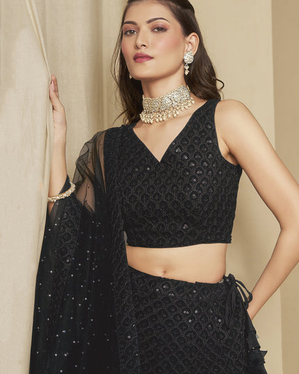 black sequins georgette embroidered lehenga choli