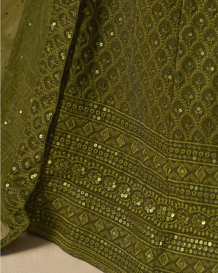 mehendi green sequins georgette embroidered lehenga choli