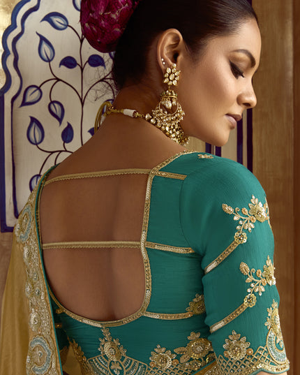 Sophisticated Fawn Embroidered Designer Wedding Saree