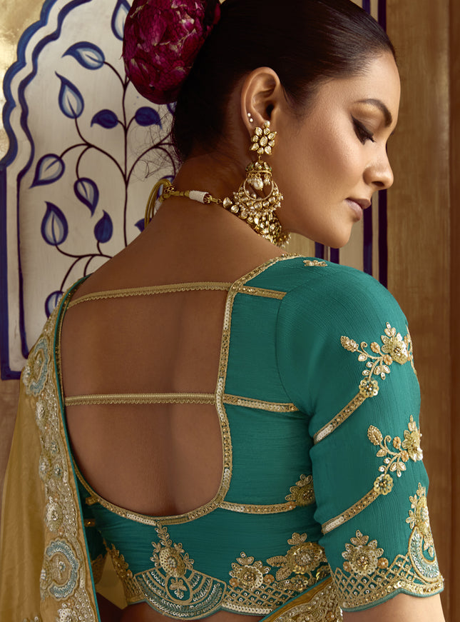 Sophisticated Fawn Embroidered Designer Wedding Saree