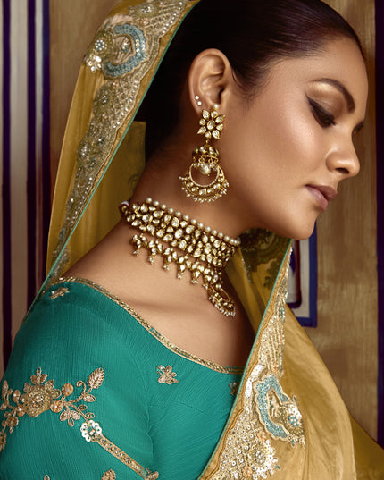 Sophisticated Fawn Embroidered Designer Wedding Saree