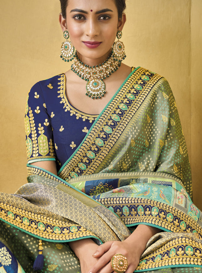Multicolor Pure Dola Viscose Designer Saree