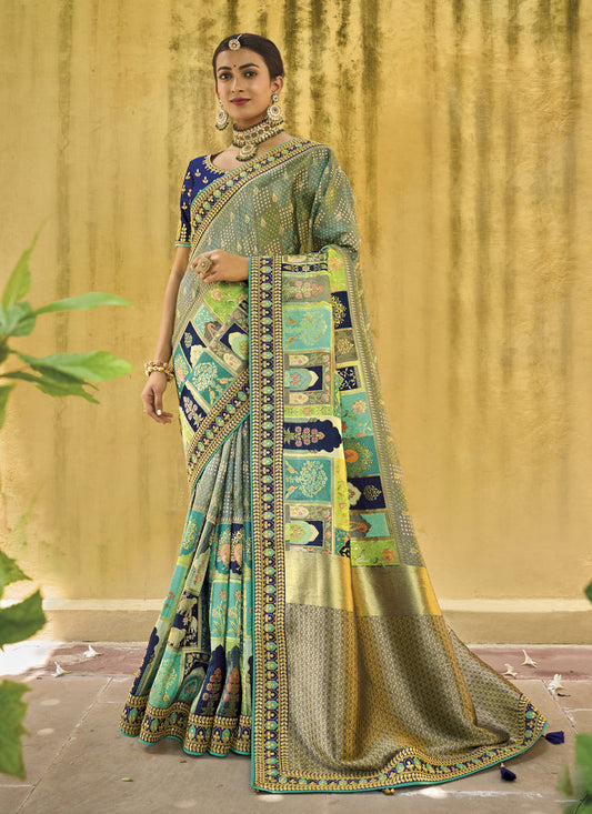 Multicolor Pure Dola Viscose Designer Saree