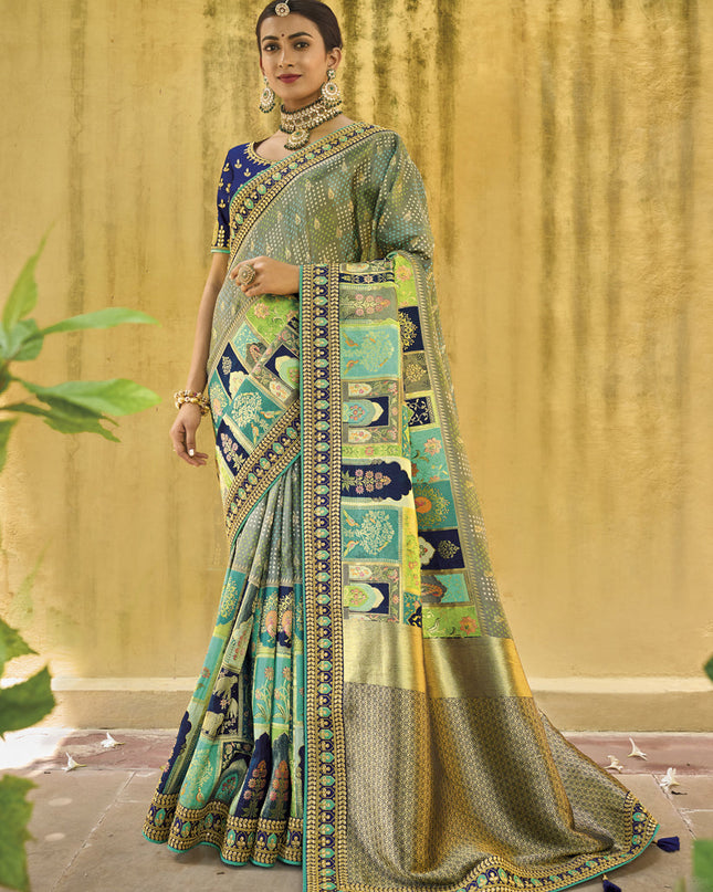 Multicolor Pure Dola Viscose Designer Saree
