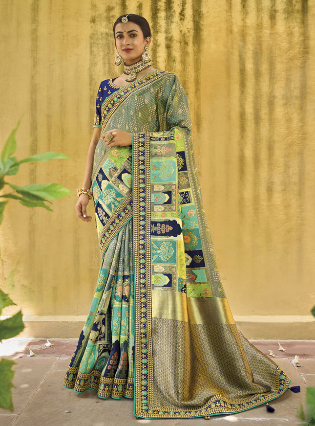 Multicolor Pure Dola Viscose Designer Saree