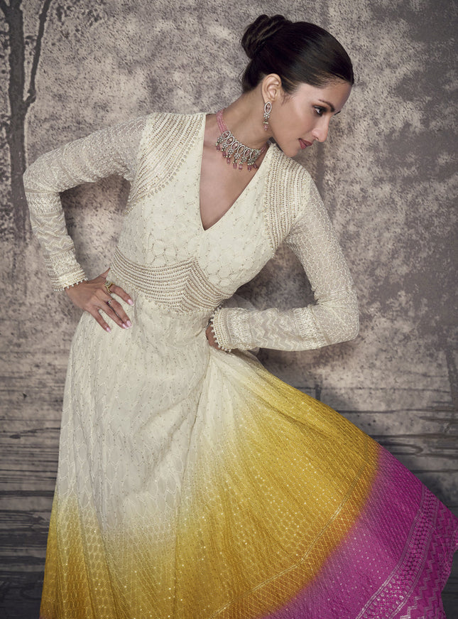 Multicolor Georgette Embroidered Designer Anarkali Gown