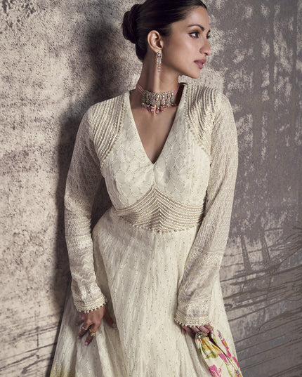 Multicolor Georgette Embroidered Designer Anarkali Gown