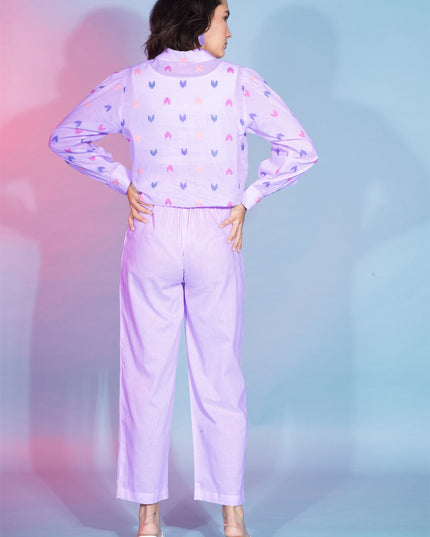 Lavender Cotton Printed Crepe Co-Ord Set