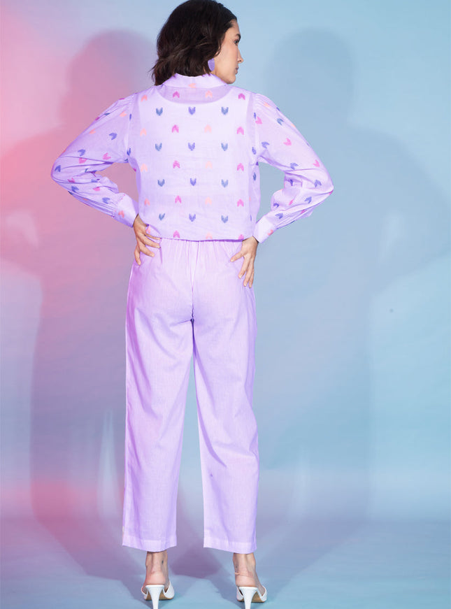 Lavender Cotton Printed Crepe Co-Ord Set