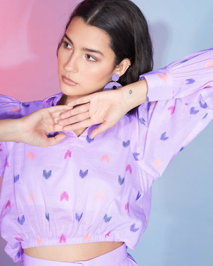 Lavender Cotton Printed Crepe Co-Ord Set