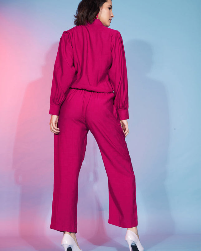 Deep Pink Viscose Rayon Printed Crepe Co-Ord Set