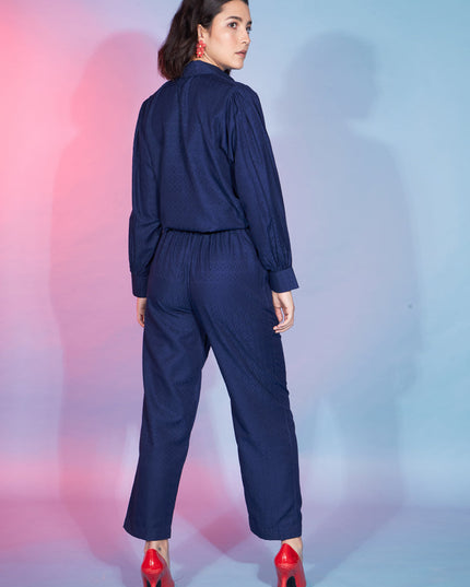 Navy Blue Viscose Rayon Printed Crepe Co-Ord Set