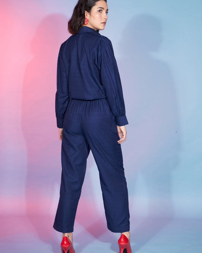 Navy Blue Viscose Rayon Printed Crepe Co-Ord Set