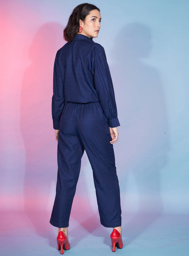 Navy Blue Viscose Rayon Printed Crepe Co-Ord Set