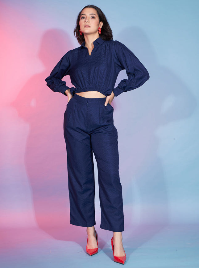 Navy Blue Viscose Rayon Printed Crepe Co-Ord Set