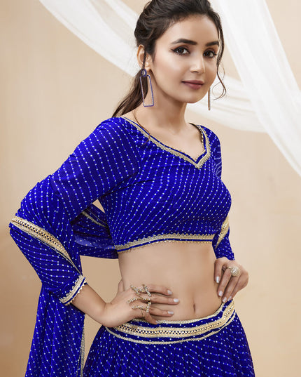 Royal Blue Leheriya Print Georgette Lehenga Choli