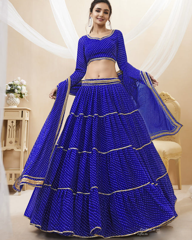 Royal Blue Leheriya Print Georgette Lehenga Choli
