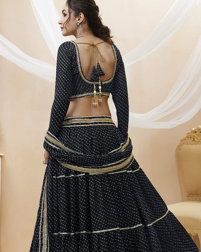 Black Leheriya Print Georgette Lehenga Choli