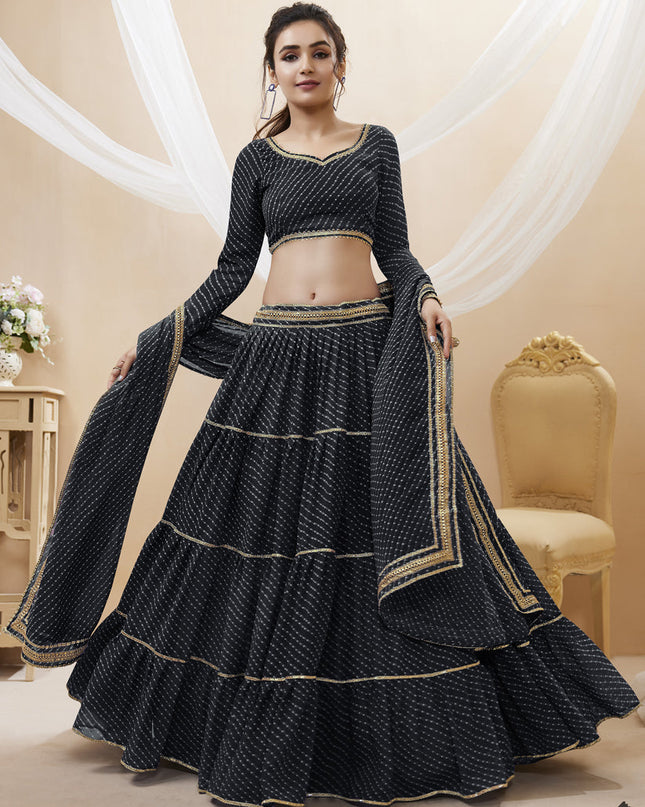 Black Leheriya Print Georgette Lehenga Choli