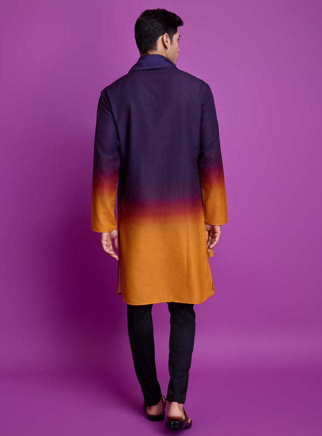 Purple and Mustard Rayon Navratri Special Kurta