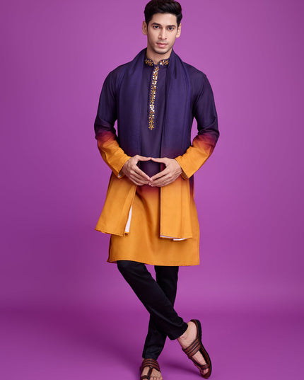 Purple and Mustard Rayon Navratri Special Kurta