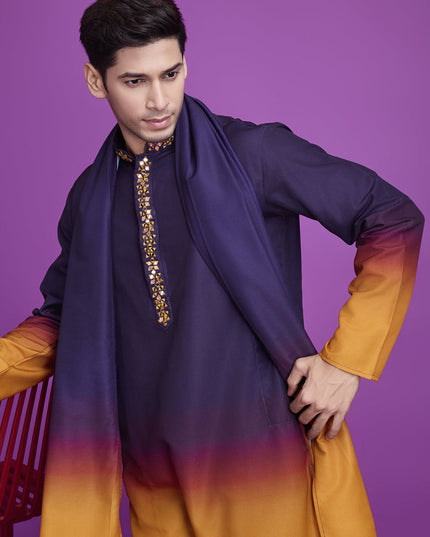 Purple and Mustard Rayon Navratri Special Kurta