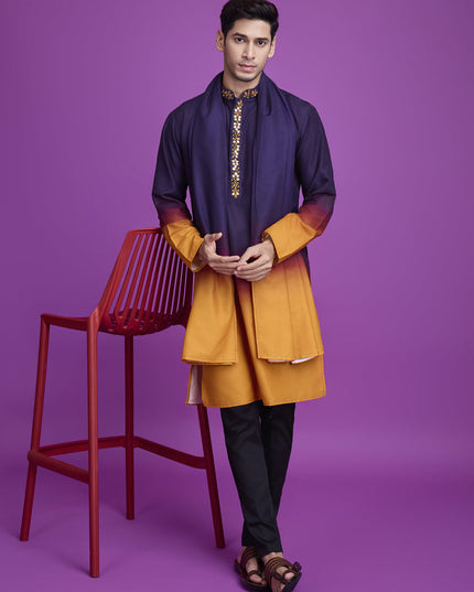 Purple and Mustard Rayon Navratri Special Kurta