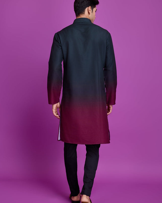 Teal Green and Maroon Rayon Navratri Special Kurta