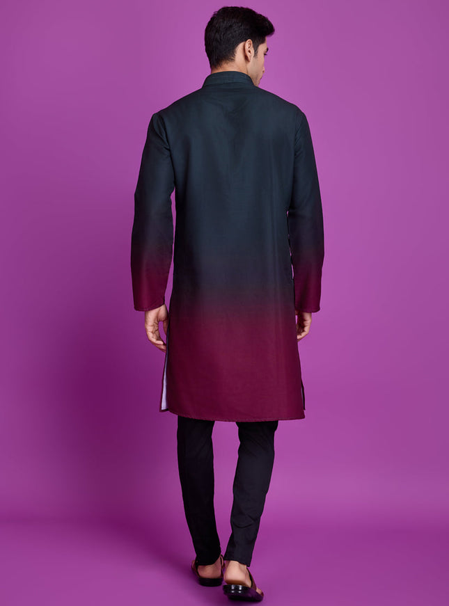 Teal Green and Maroon Rayon Navratri Special Kurta