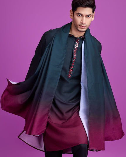 Teal Green and Maroon Rayon Navratri Special Kurta