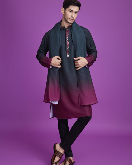 Teal Green and Maroon Rayon Navratri Special Kurta