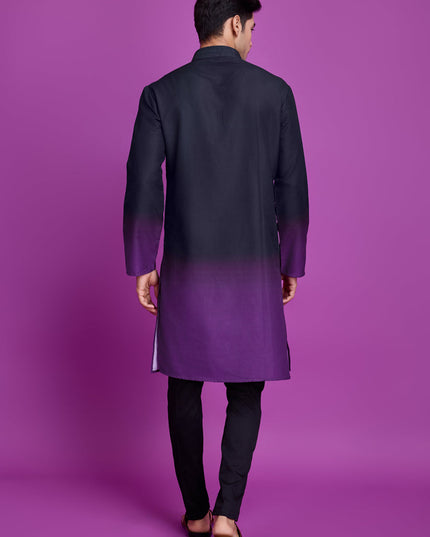 Black and Dusty Purple Rayon Navratri Special Kurta