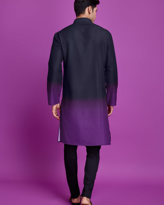 Black and Dusty Purple Rayon Navratri Special Kurta