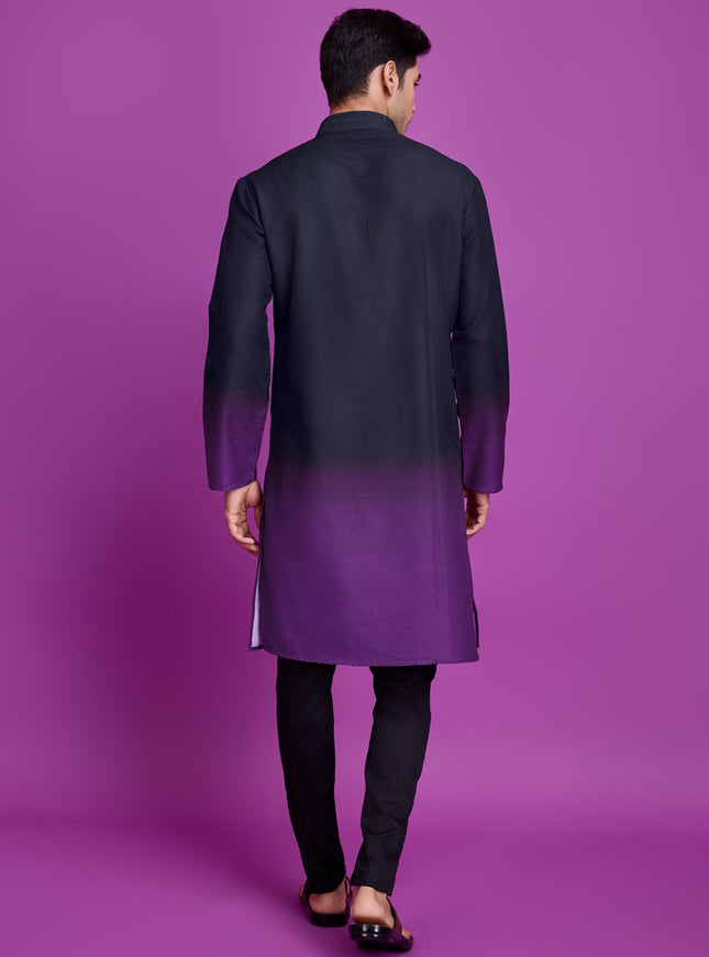 Black and Dusty Purple Rayon Navratri Special Kurta